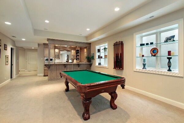 basement finish with pool table - Bella Vista Contractors - Rogers AR